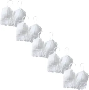 5 Pack Bras for Women No Underwire Comfort Floral Lace T Shirt Bra for Everyday Pad Chest Stretch Bralette Vest Camisoles Comfortable Bras for Women