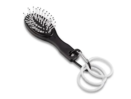 Anastasia Carabiner Brush & Elastic Bands  - Solid White (IDEA-63045-SW)