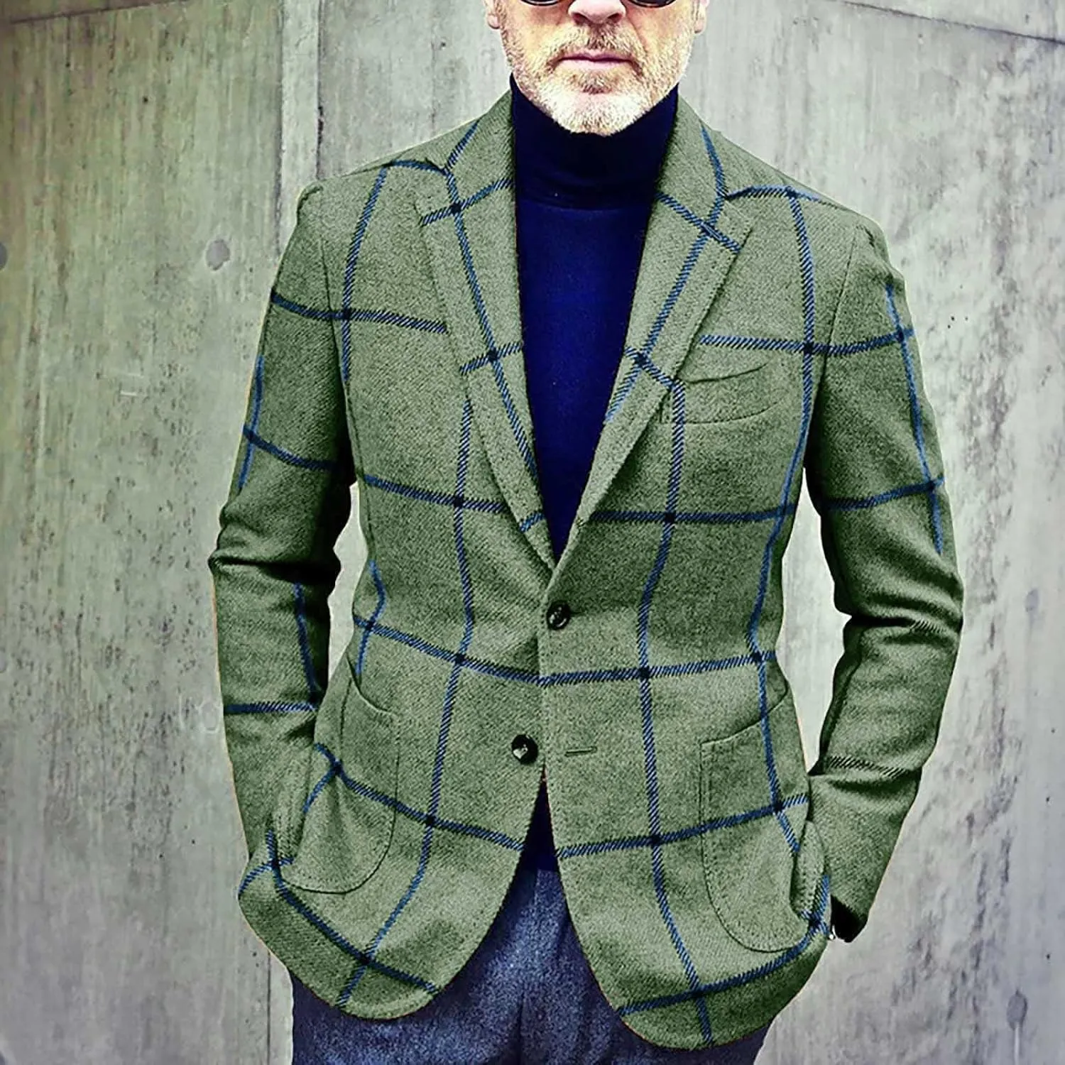 DuDubaby Men's Spring Thin Casual Fashion Loose Single Lapel Breasted Jacket