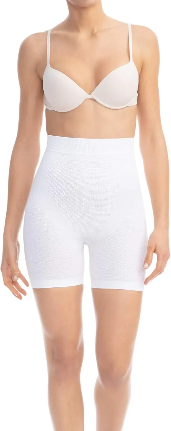 Farmacell 302 (White, XXL) Women's Push-up Anti-Cellulite Control mid-Thigh Shorts, 100% Made in Italy