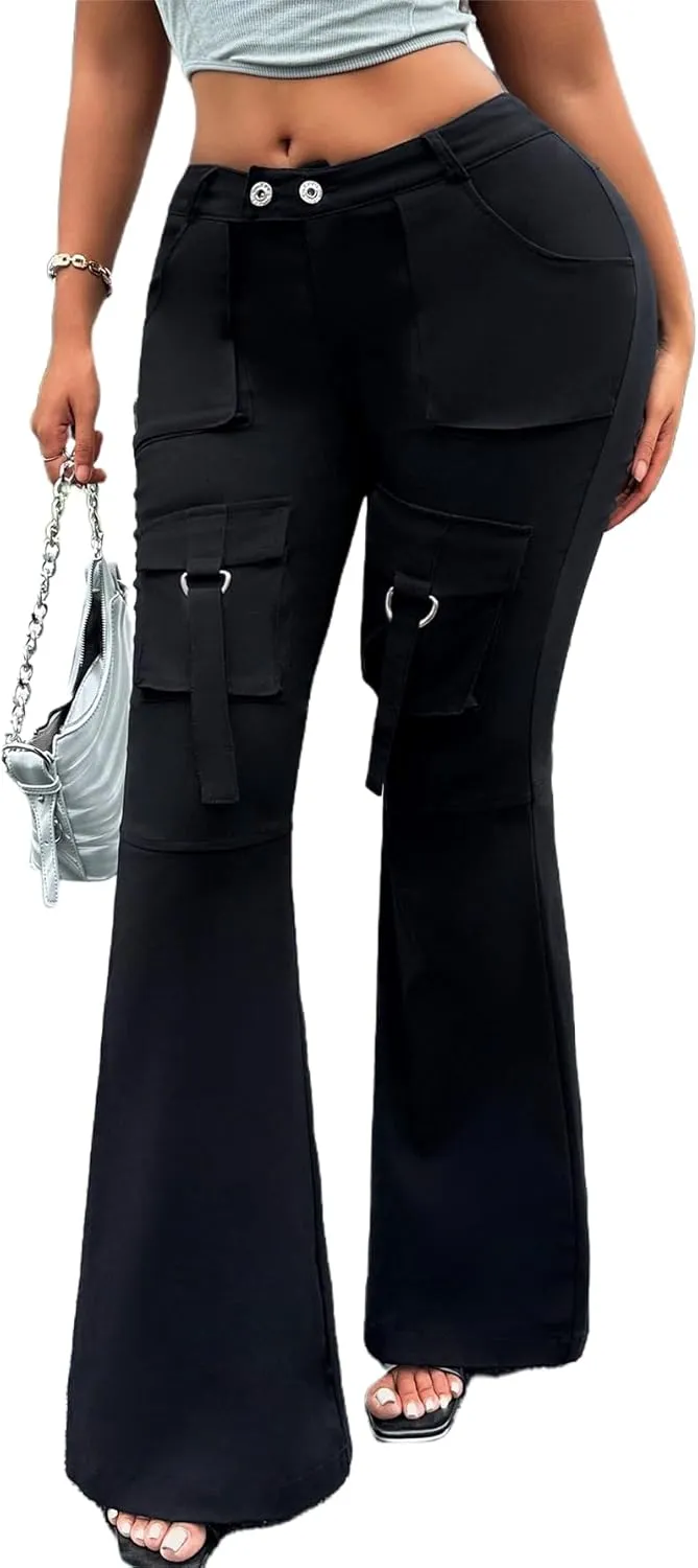 Flare Leggings for Women with Pockets Cargo Joggers Cargo Pants Stretchy Quick Dry Hiking Pants