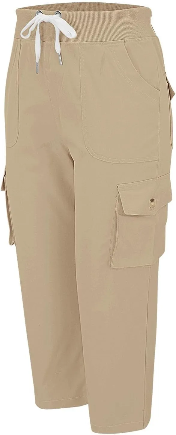 Hiking Capris for Women Pockets Lightweight Quick Dry Cargo Capri Travel Pants Summer Casual Outdoor Crop Trousers