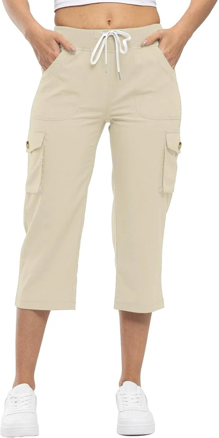 Hiking Capris for Women Pockets Lightweight Quick Dry Cargo Capri Travel Pants Summer Casual Outdoor Crop Trousers