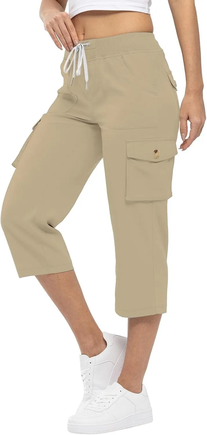 Hiking Capris for Women Pockets Lightweight Quick Dry Cargo Capri Travel Pants Summer Casual Outdoor Crop Trousers