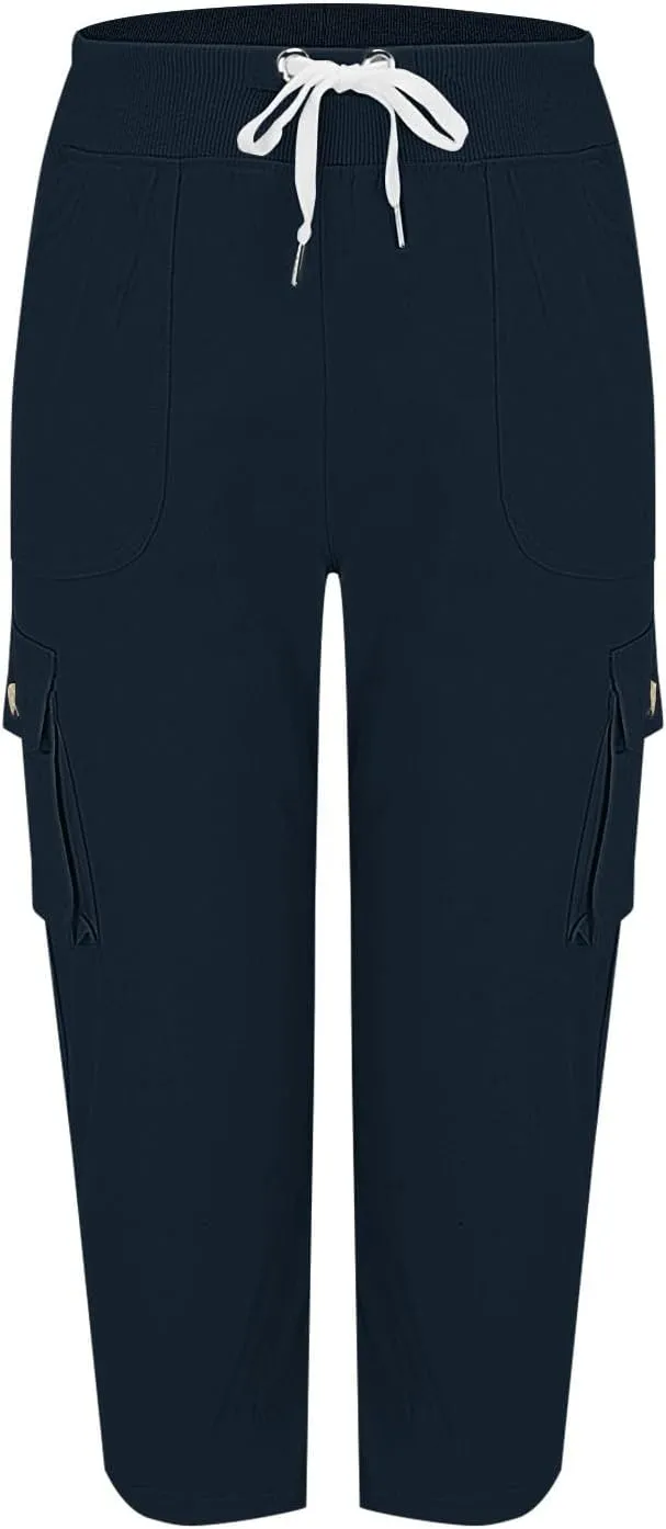 Hiking Capris for Women Pockets Lightweight Quick Dry Cargo Capri Travel Pants Summer Casual Outdoor Crop Trousers