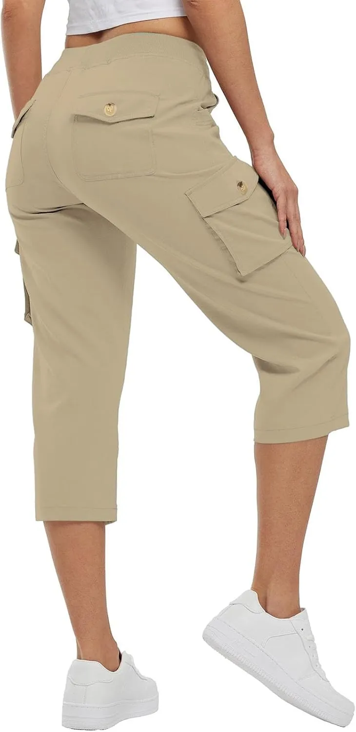 Hiking Capris for Women Pockets Lightweight Quick Dry Cargo Capri Travel Pants Summer Casual Outdoor Crop Trousers