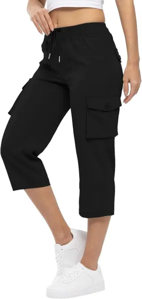 Hiking Capris for Women Pockets Lightweight Quick Dry Cargo Capri Travel Pants Summer Casual Outdoor Crop Trousers