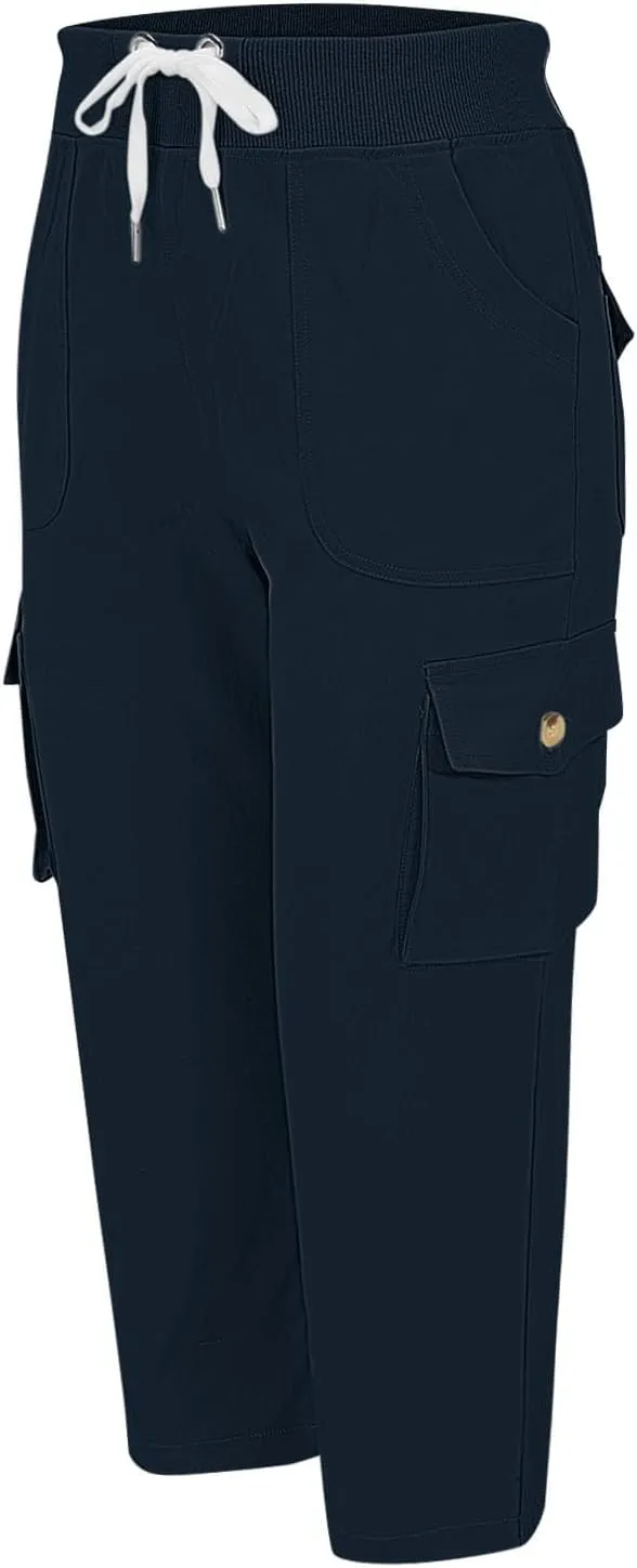 Hiking Capris for Women Pockets Lightweight Quick Dry Cargo Capri Travel Pants Summer Casual Outdoor Crop Trousers