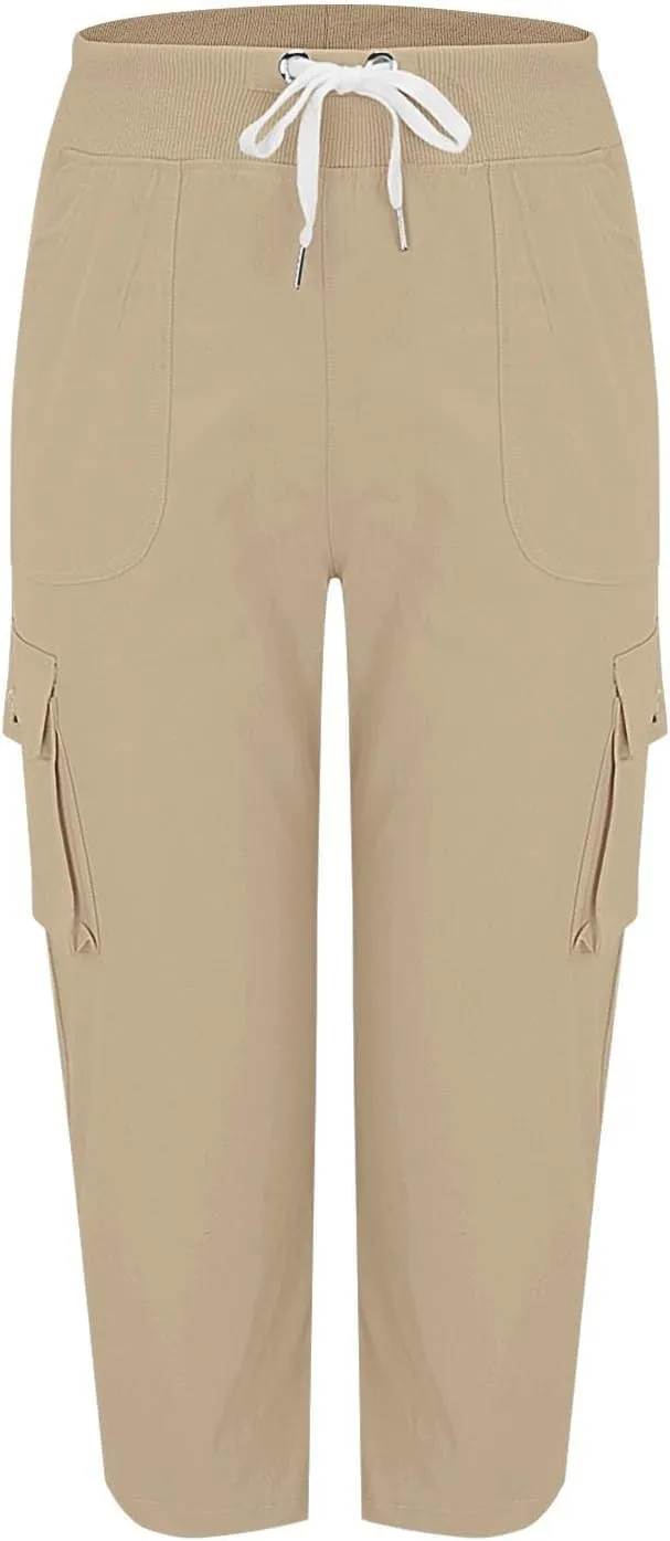 Hiking Capris for Women Pockets Lightweight Quick Dry Cargo Capri Travel Pants Summer Casual Outdoor Crop Trousers