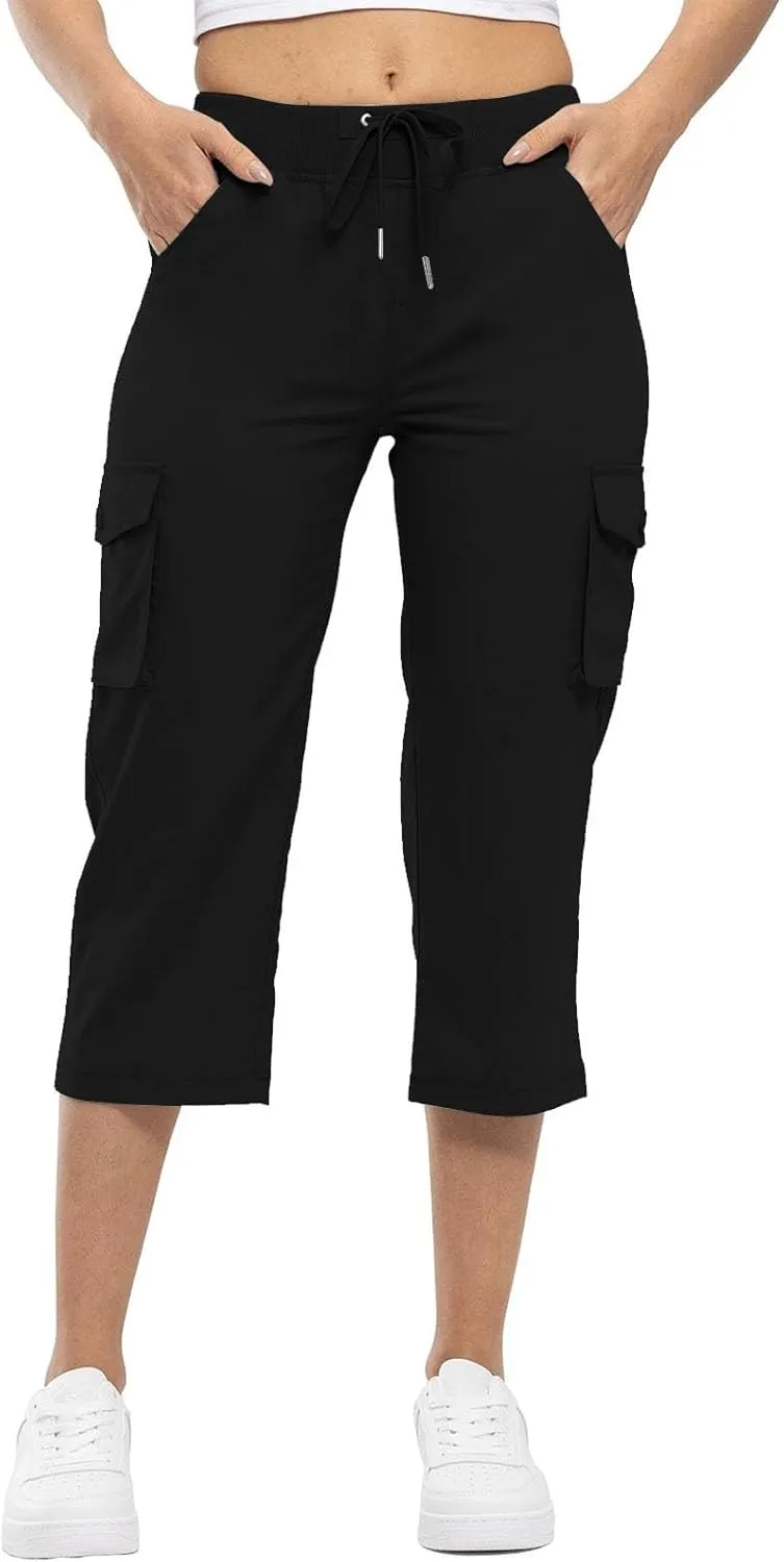 Hiking Capris for Women Pockets Lightweight Quick Dry Cargo Capri Travel Pants Summer Casual Outdoor Crop Trousers