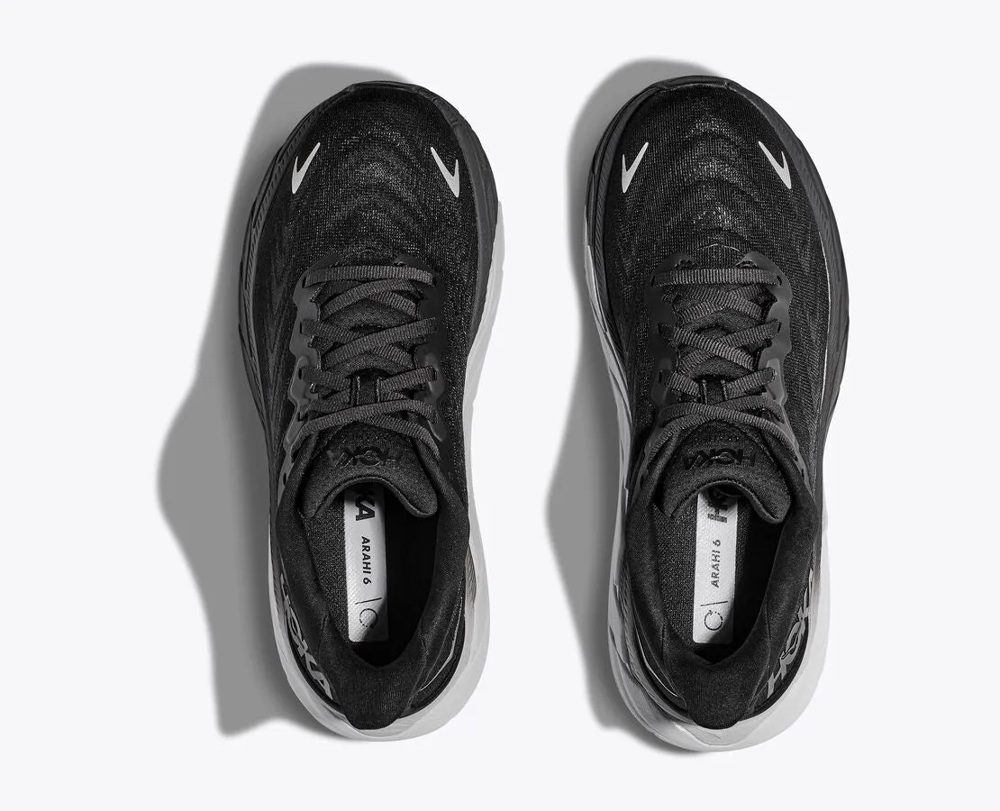 Hoka Womens Arahi 6 Wide - Black/White (1123197-BWHT)
