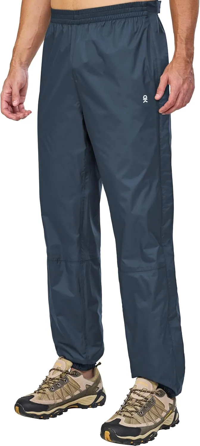Little Donkey Andy Men's Blue Waterproof Windproof Outdoor Rain Pants for Hiking, Golf, Fishing