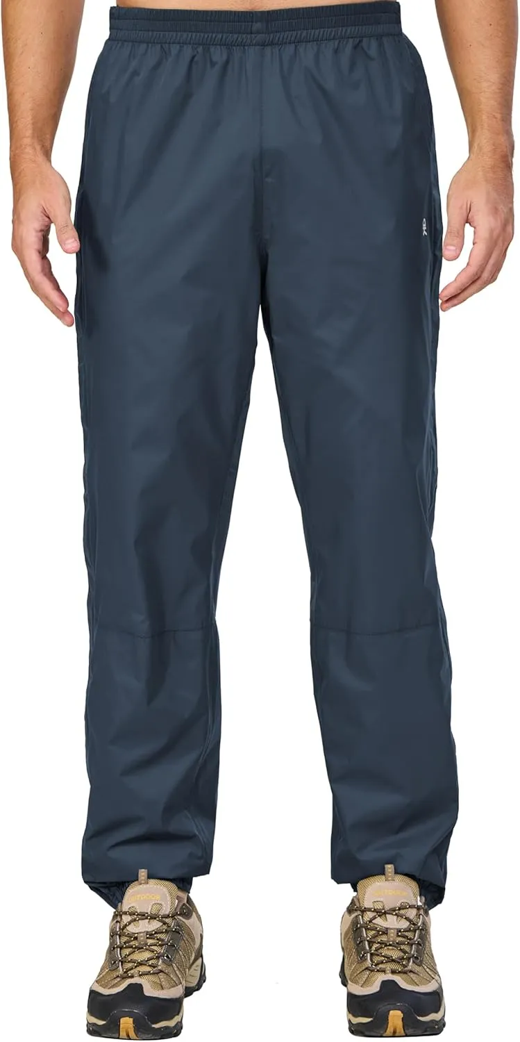 Little Donkey Andy Men's Blue Waterproof Windproof Outdoor Rain Pants for Hiking, Golf, Fishing