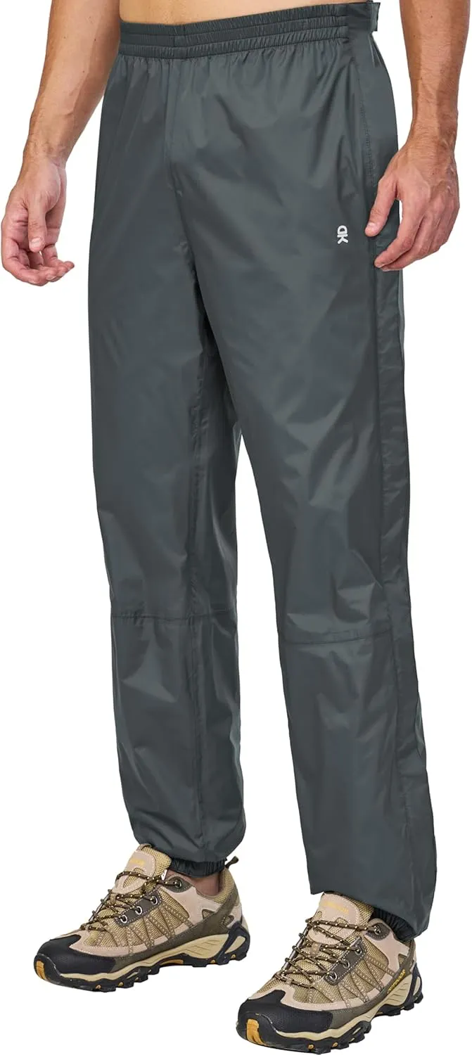 Little Donkey Andy Men's Blue Waterproof Windproof Outdoor Rain Pants for Hiking, Golf, Fishing