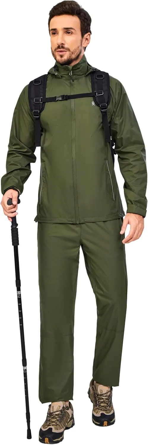 Little Donkey Andy Men's Blue Waterproof Windproof Outdoor Rain Pants for Hiking, Golf, Fishing