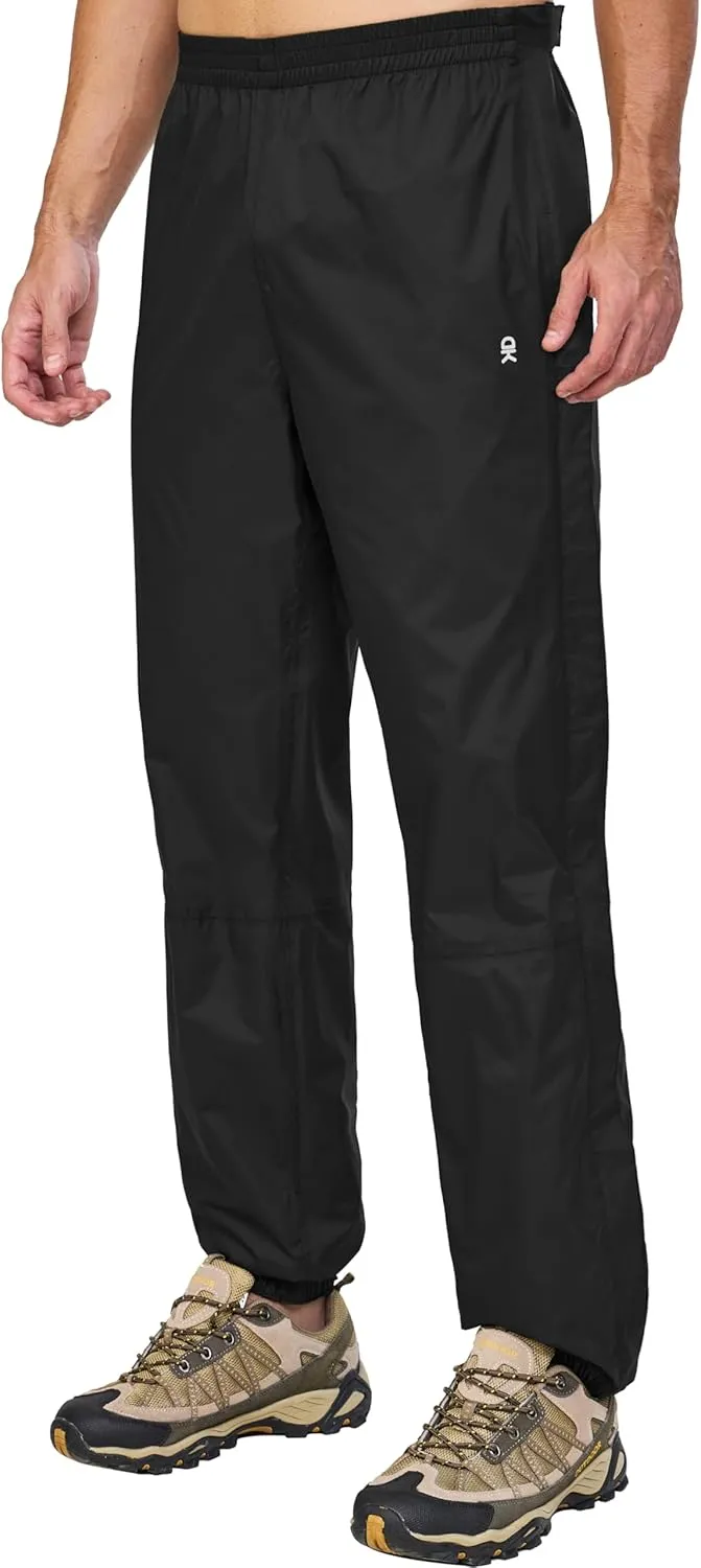 Little Donkey Andy Men's Blue Waterproof Windproof Outdoor Rain Pants for Hiking, Golf, Fishing