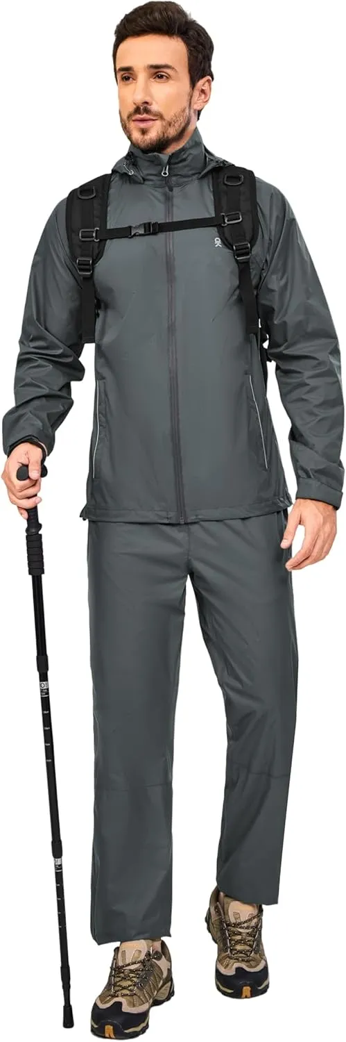 Little Donkey Andy Men's Blue Waterproof Windproof Outdoor Rain Pants for Hiking, Golf, Fishing