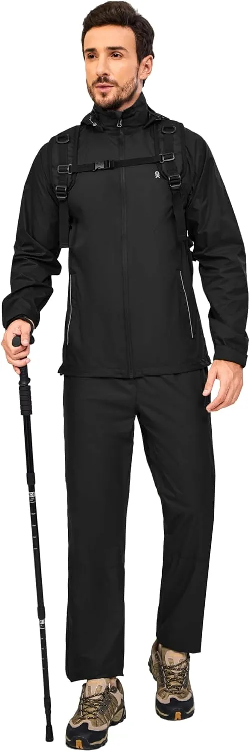 Little Donkey Andy Men's Blue Waterproof Windproof Outdoor Rain Pants for Hiking, Golf, Fishing