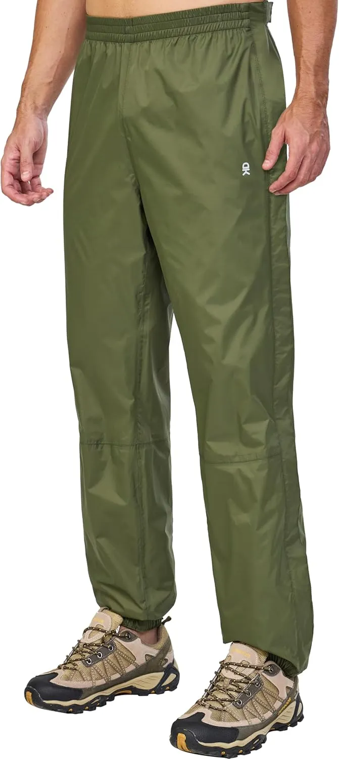 Little Donkey Andy Men's Blue Waterproof Windproof Outdoor Rain Pants for Hiking, Golf, Fishing