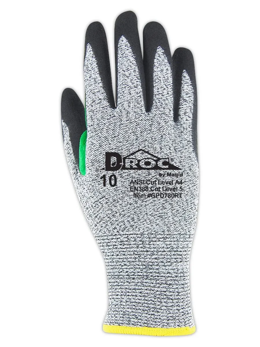 MAGID Enhanced Liquid-Grip Level A4 Cut Resistant Work Gloves, 12 PR, Reinforced Thumb Saddle, Sandy Nitrile Coated (Nitrix), Size 7/S, Reusable, 10-Gauge Hyperson Shell (GPD780)