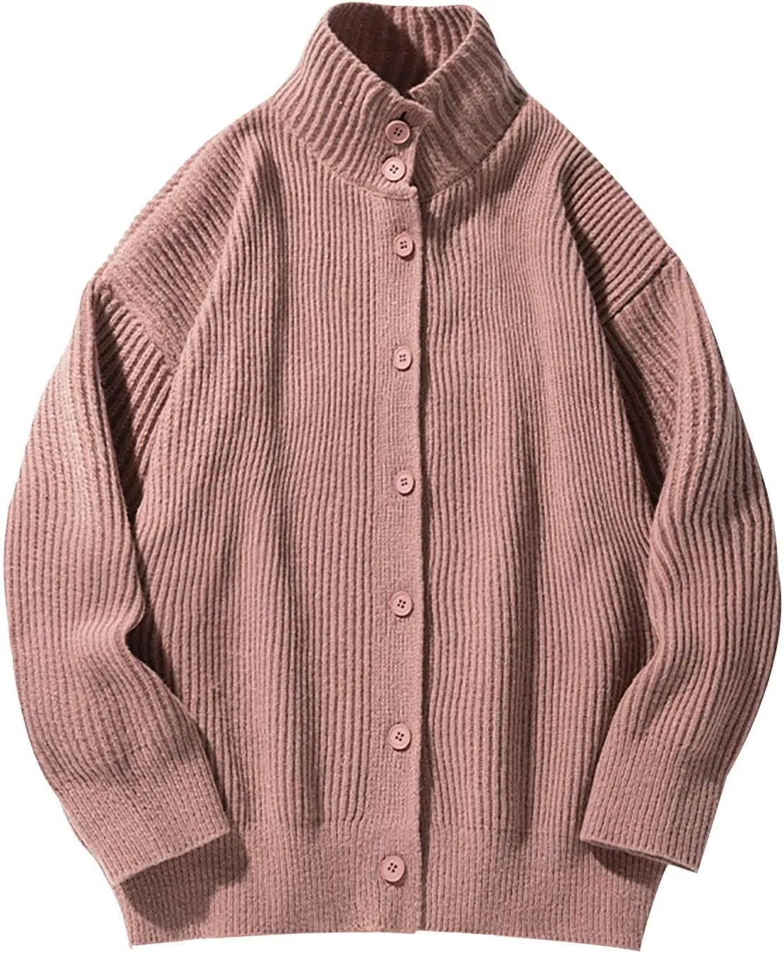 Men Knit Cardigan Sweater Stand Collar Casual Button Down Long Sleeve Sweaters Jacket Coat Soft Comfy Knitted Outwear