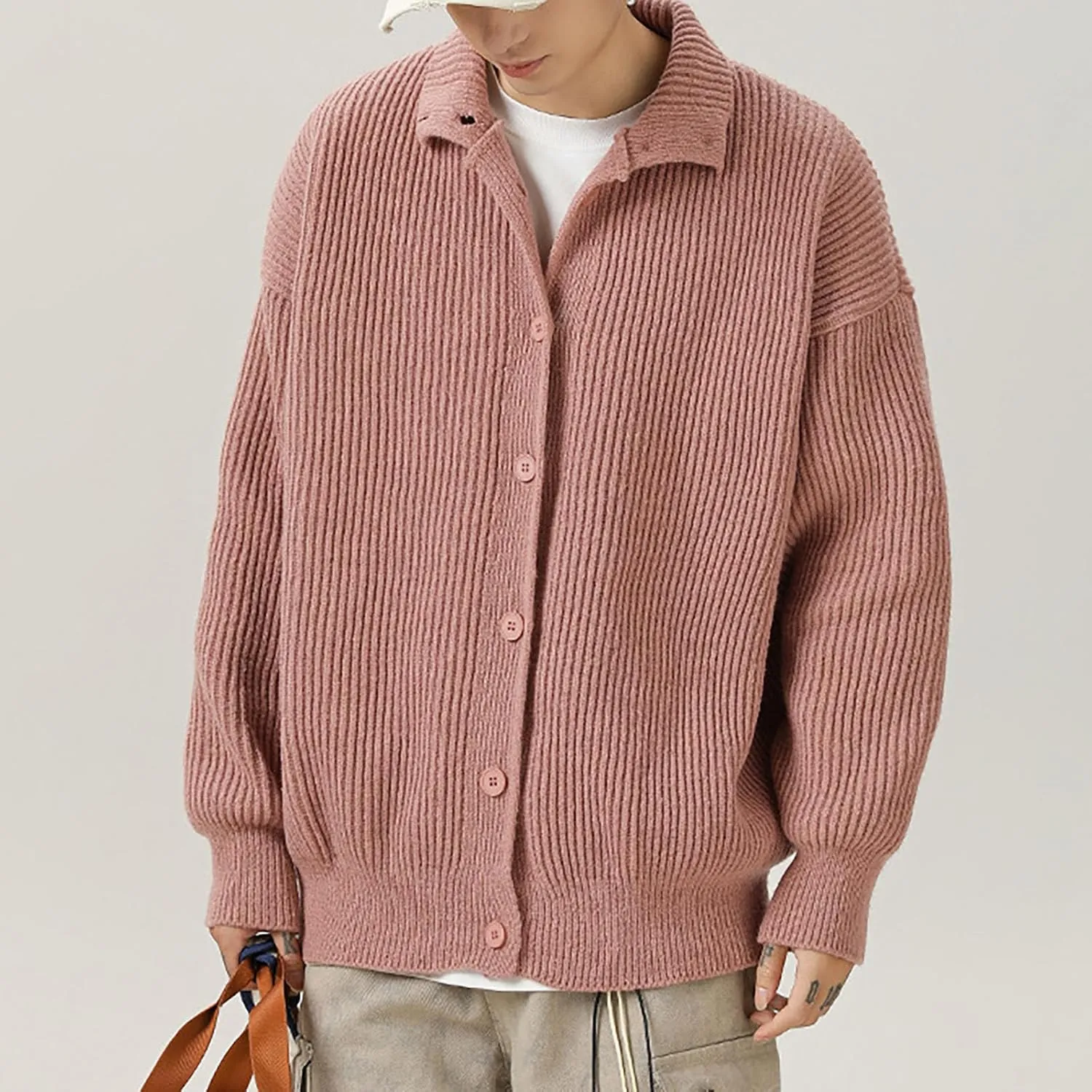 Men Knit Cardigan Sweater Stand Collar Casual Button Down Long Sleeve Sweaters Jacket Coat Soft Comfy Knitted Outwear