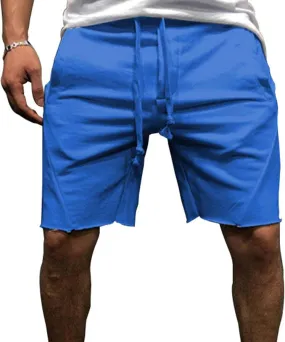 Men's Cotton Jogger Workout Lounge Shorts Summer Drawstring Athletic Gym Shorts with Pockets Loose Running Shorts