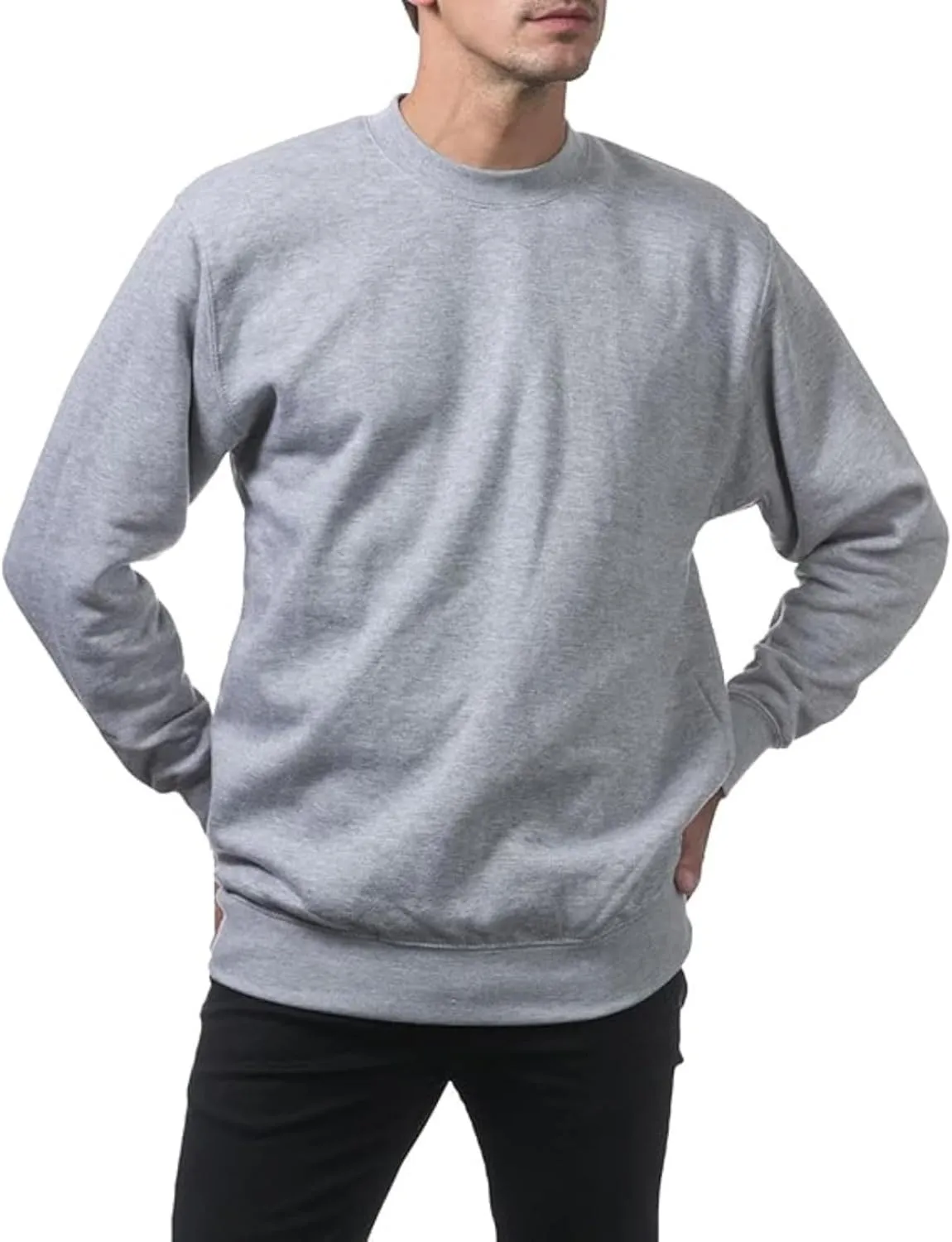 Men's Fleece Crewneck Sweatshirt Thick Loose Fit Soft Basic Pullover Blouse Casual Sports Tops Simple Versatile