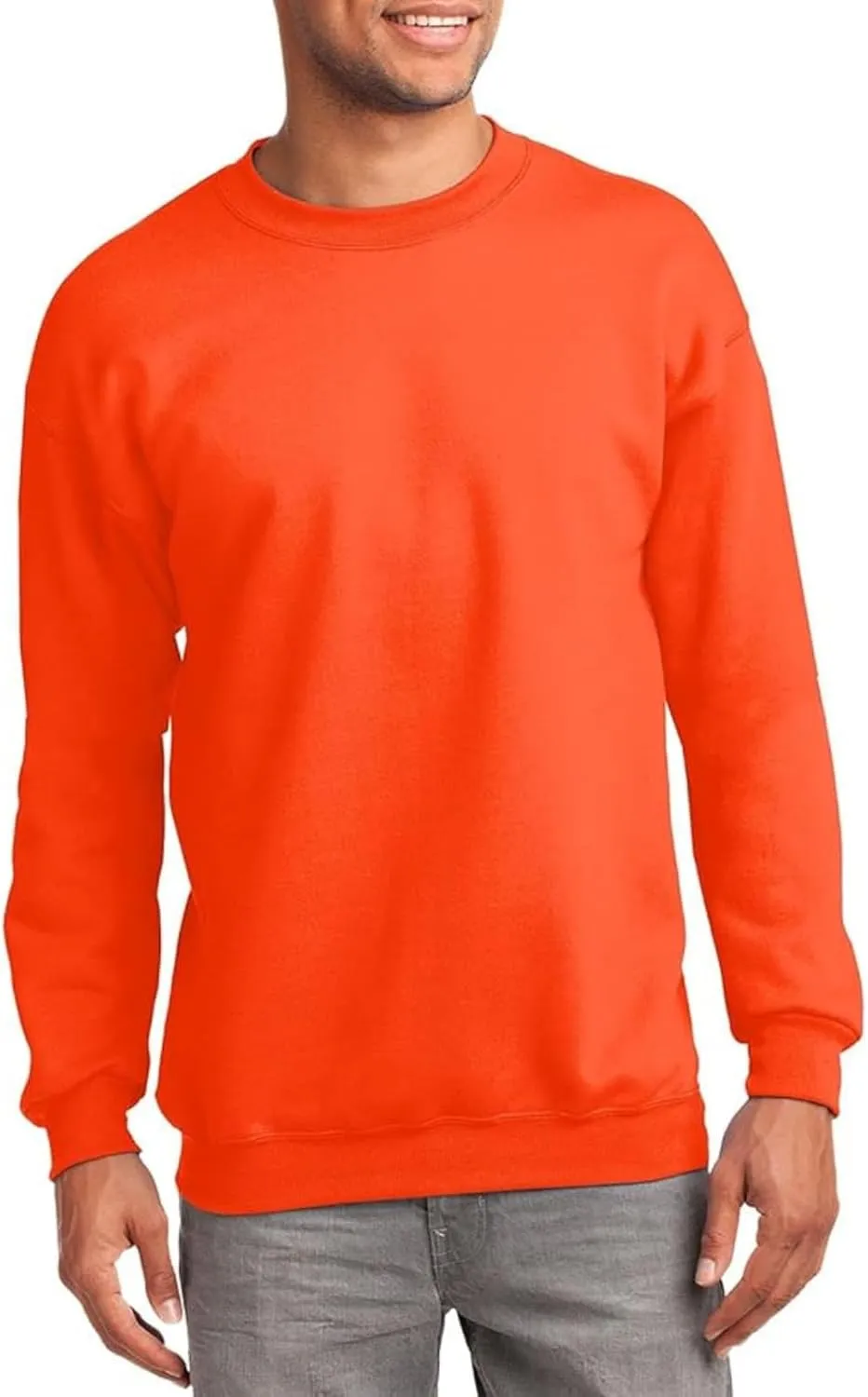 Men's Fleece Crewneck Sweatshirt Thick Loose Fit Soft Basic Pullover Blouse Casual Sports Tops Simple Versatile