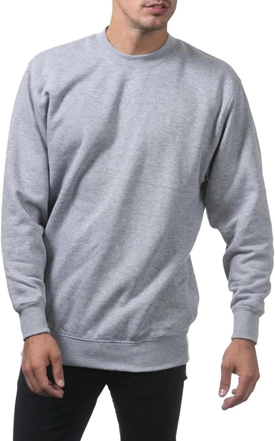 Men's Fleece Crewneck Sweatshirt Thick Loose Fit Soft Basic Pullover Blouse Casual Sports Tops Simple Versatile