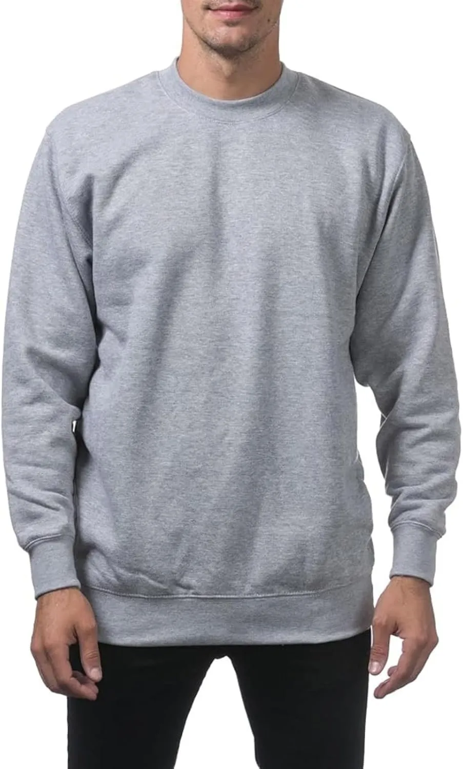 Men's Fleece Crewneck Sweatshirt Thick Loose Fit Soft Basic Pullover Blouse Casual Sports Tops Simple Versatile
