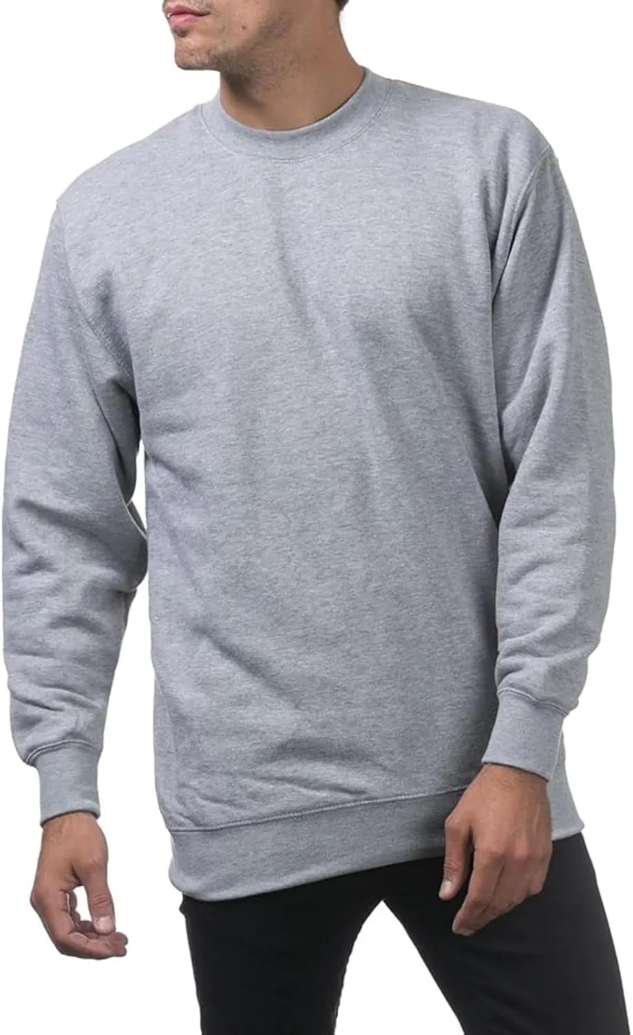 Men's Fleece Crewneck Sweatshirt Thick Loose Fit Soft Basic Pullover Blouse Casual Sports Tops Simple Versatile