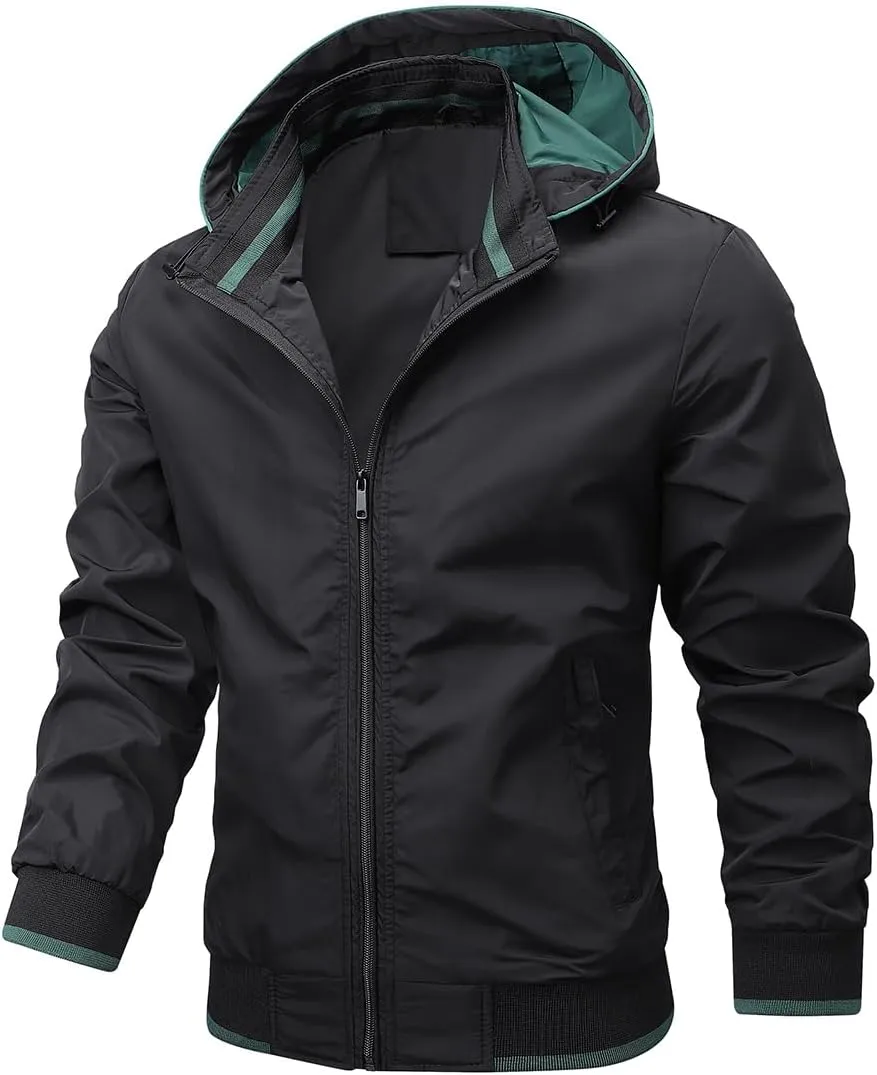 Mens Rain Jackets Waterproof with Hood Men's Outdoor Waterproof Soft Shell Hooded Military Tactical Jacket