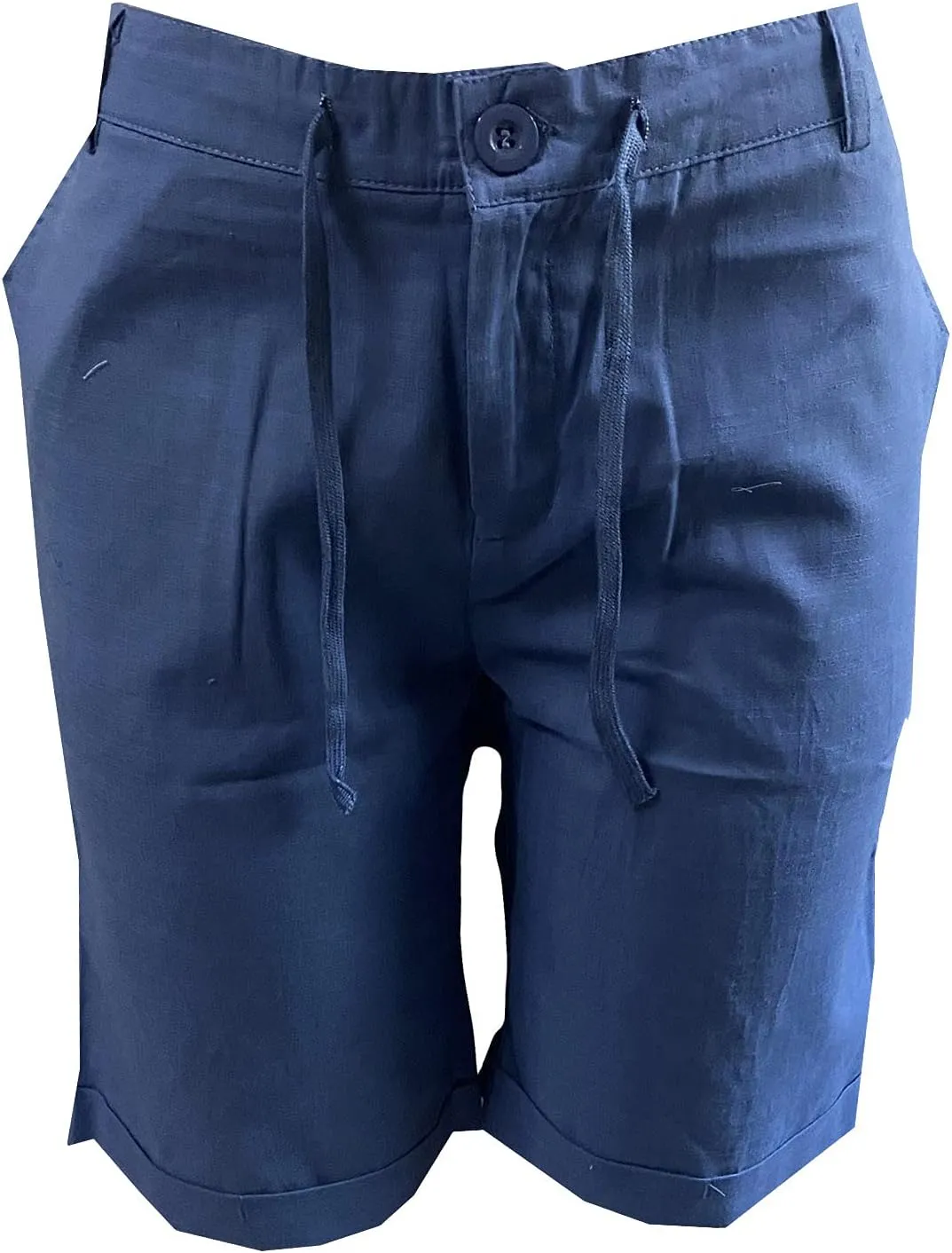 Mens Summer Linen Shorts Plus Size Drawstring Waistband Casual Shorts Loose Breathable Beach Outdoor Lounge Shorts