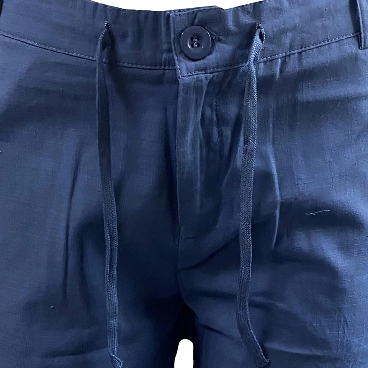Mens Summer Linen Shorts Plus Size Drawstring Waistband Casual Shorts Loose Breathable Beach Outdoor Lounge Shorts