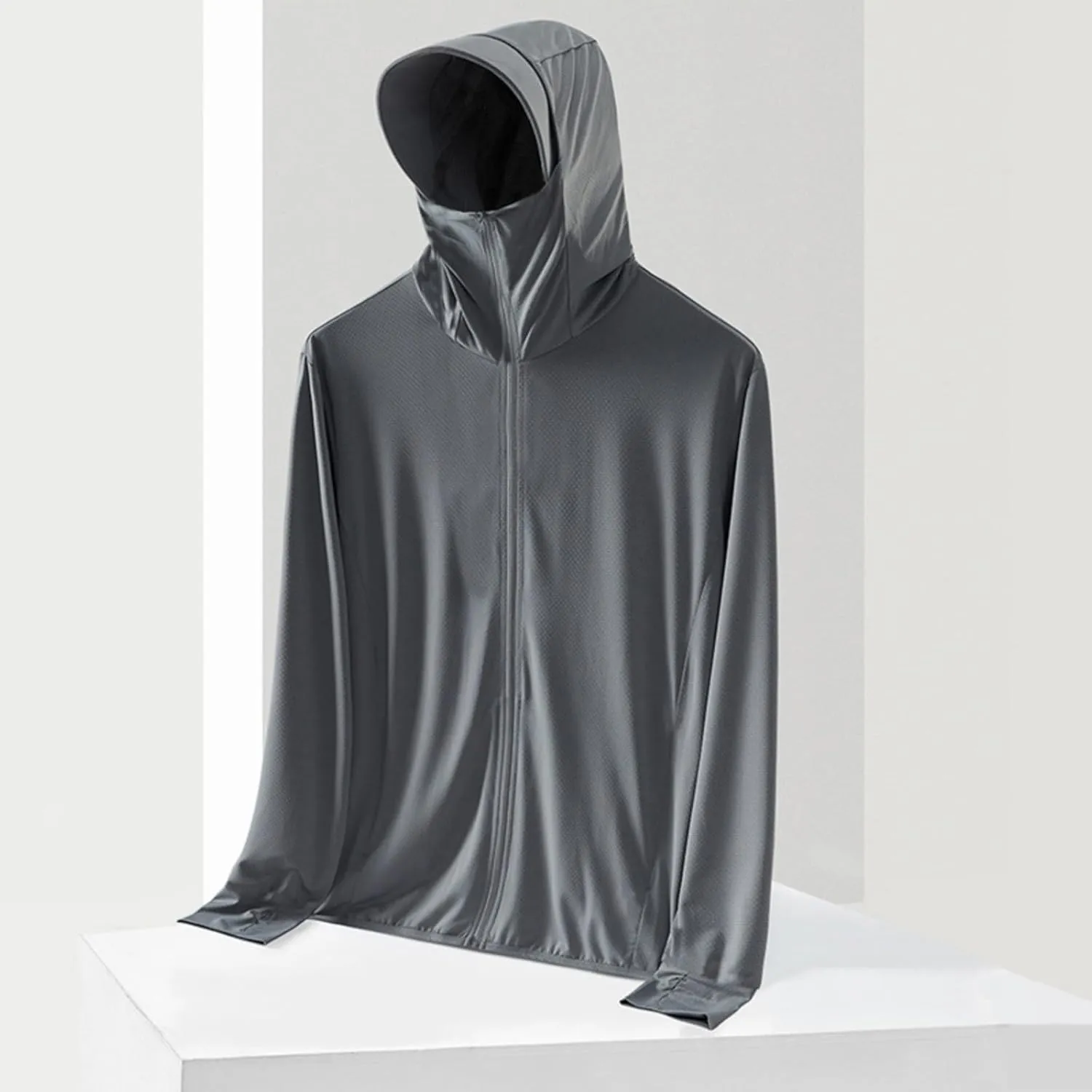 Men's UPF 50  Light Jacket Full Zip Sun Protection Hoodie Long Sleeve Sun Shirts UV Fishing Hiking Athletic Running