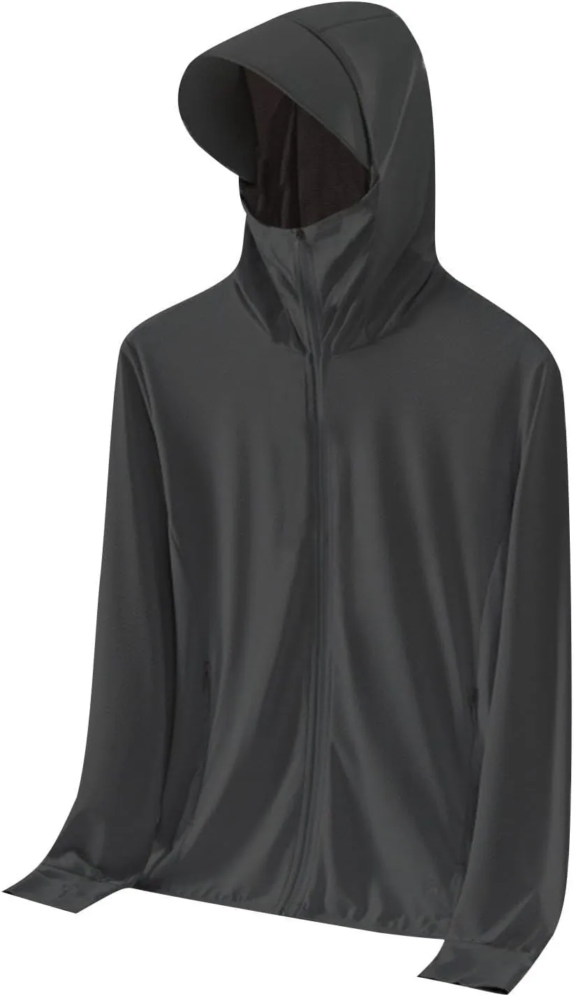 Men's UPF 50  Light Jacket Full Zip Sun Protection Hoodie Long Sleeve Sun Shirts UV Fishing Hiking Athletic Running