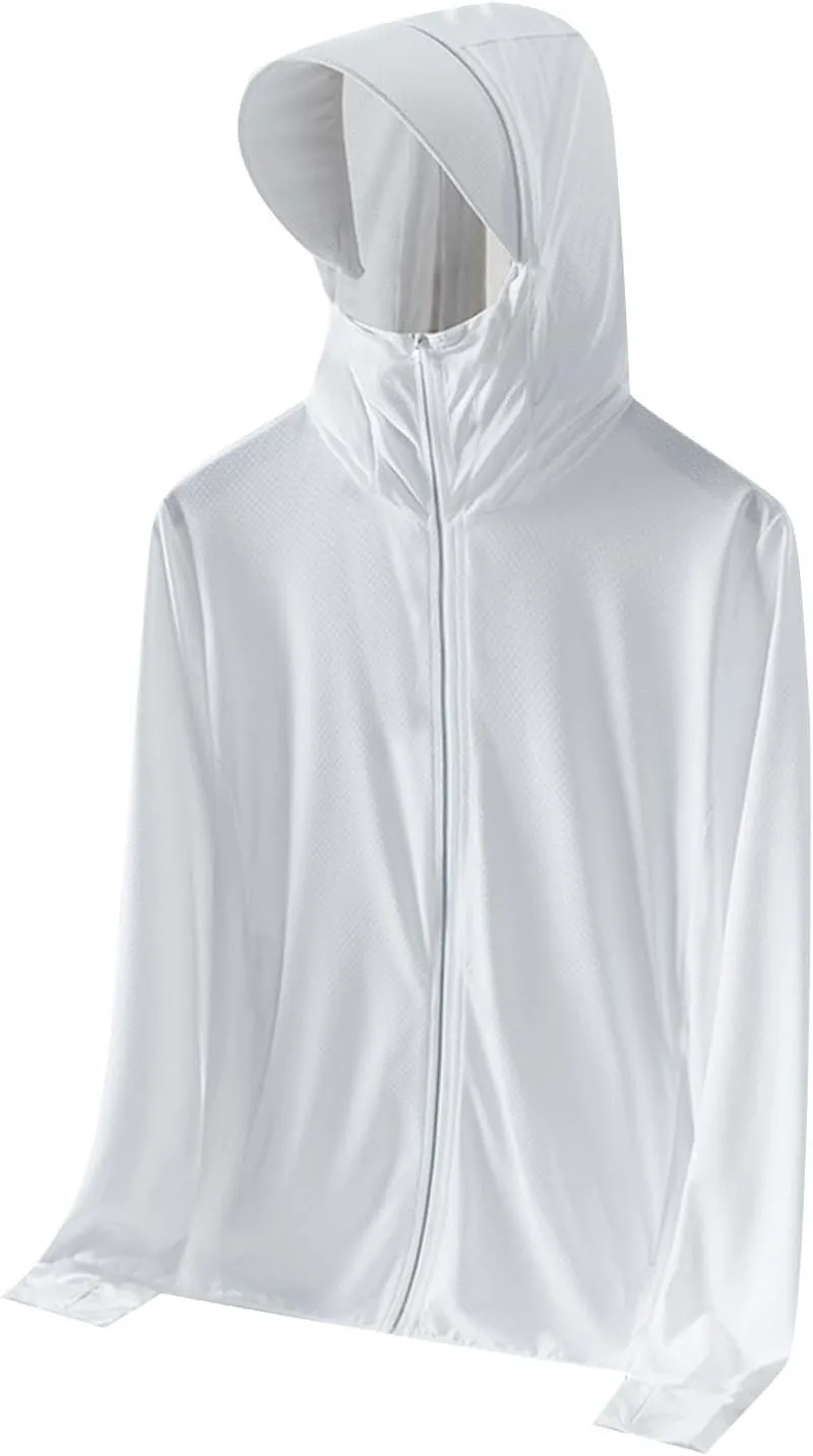 Men's UPF 50  Light Jacket Full Zip Sun Protection Hoodie Long Sleeve Sun Shirts UV Fishing Hiking Athletic Running