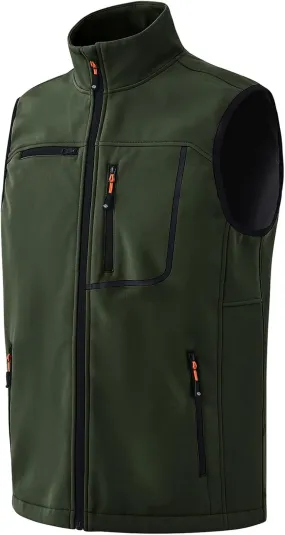 MoFiz Men's Vest Outerwear,Vest for men,Full Zip Fleece Lined Light Softshell Windproof Sleeveless Jacket for Hiking Golf