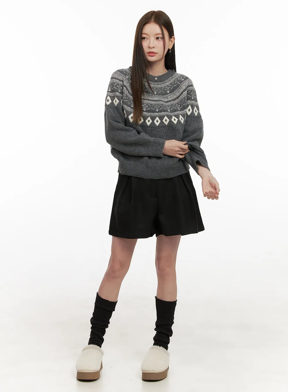 Pintuck Loose-Fit Shorts OD412