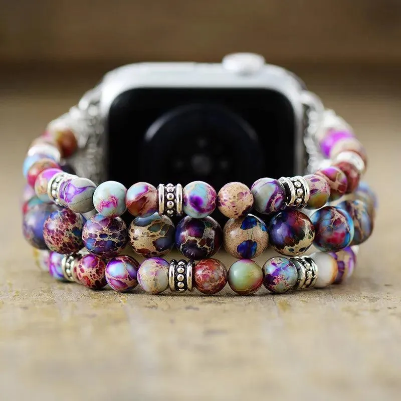 Purple Mix Jasper Stretchy Apple Watch Band
