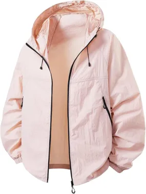Raincoat for Men Waterproof with Hood Fasion Lightweight Full Zip Jackets Soft Cooling Long Sleeve Coats Summer