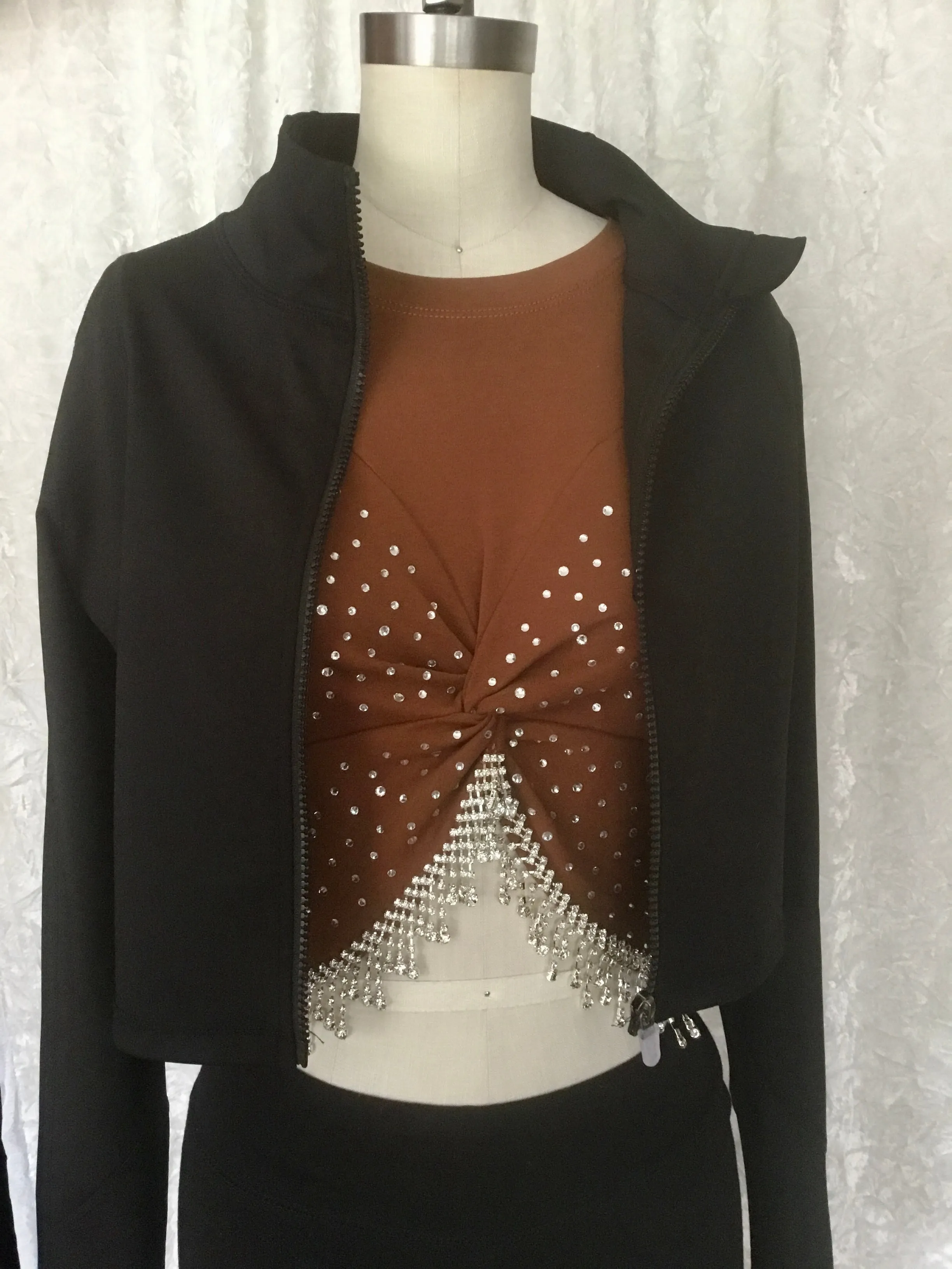 Rhinestones Fringe Top - Dixi
