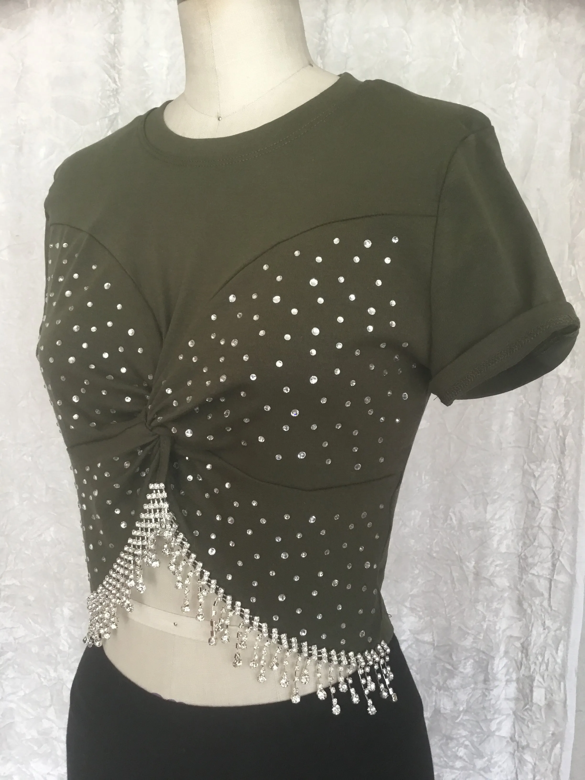 Rhinestones Fringe Top - Dixi
