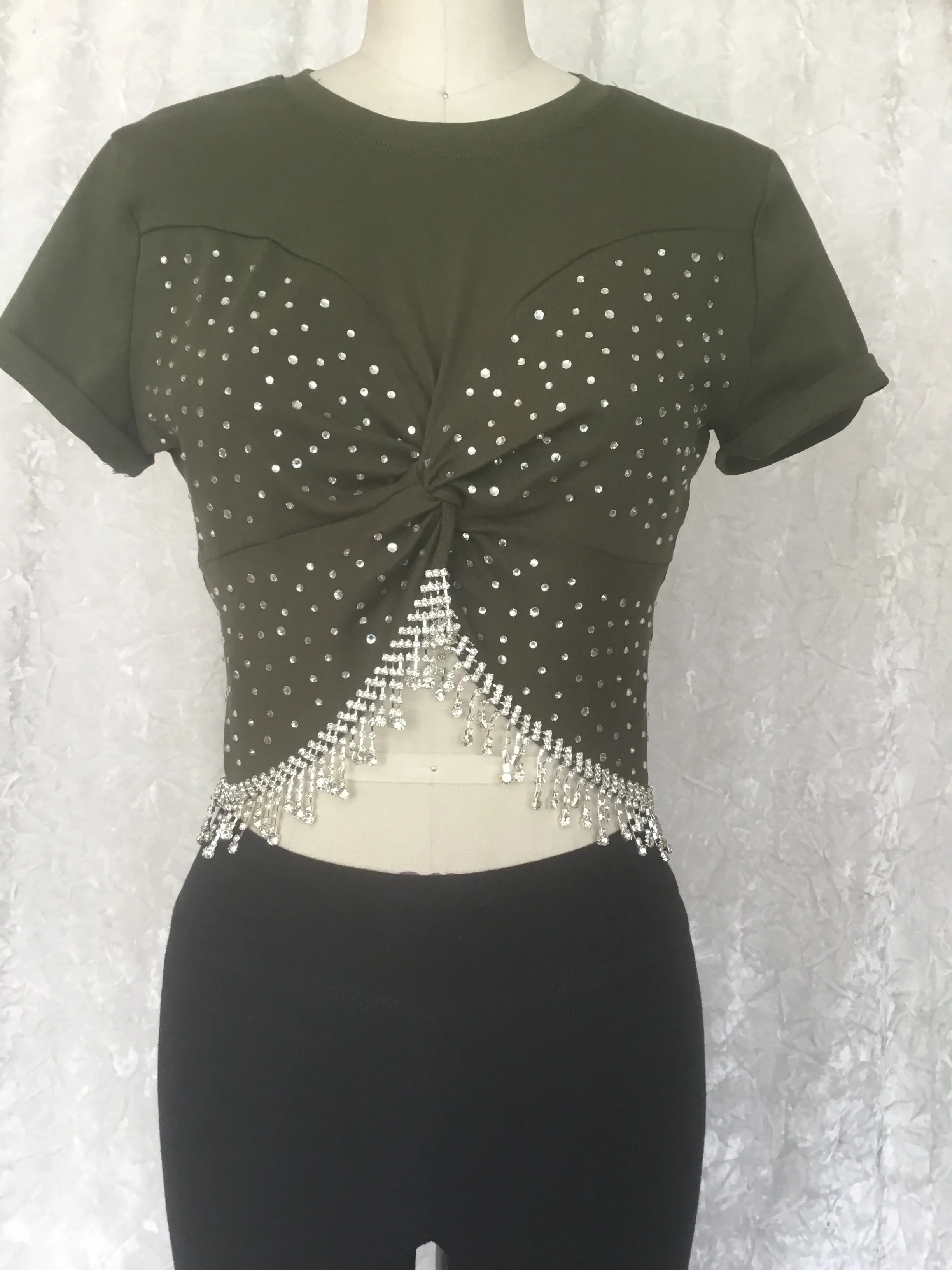 Rhinestones Fringe Top - Dixi