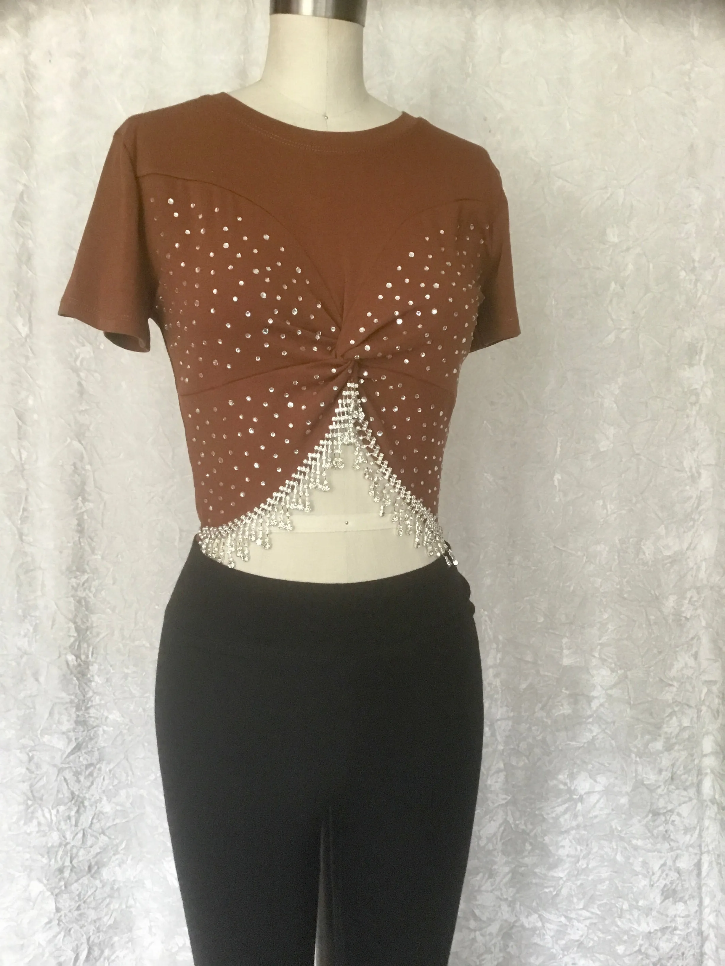 Rhinestones Fringe Top - Dixi