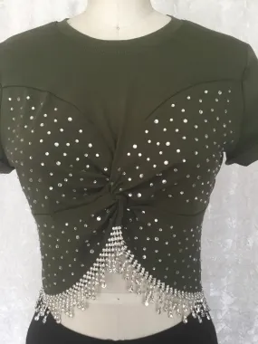 Rhinestones Fringe Top - Dixi
