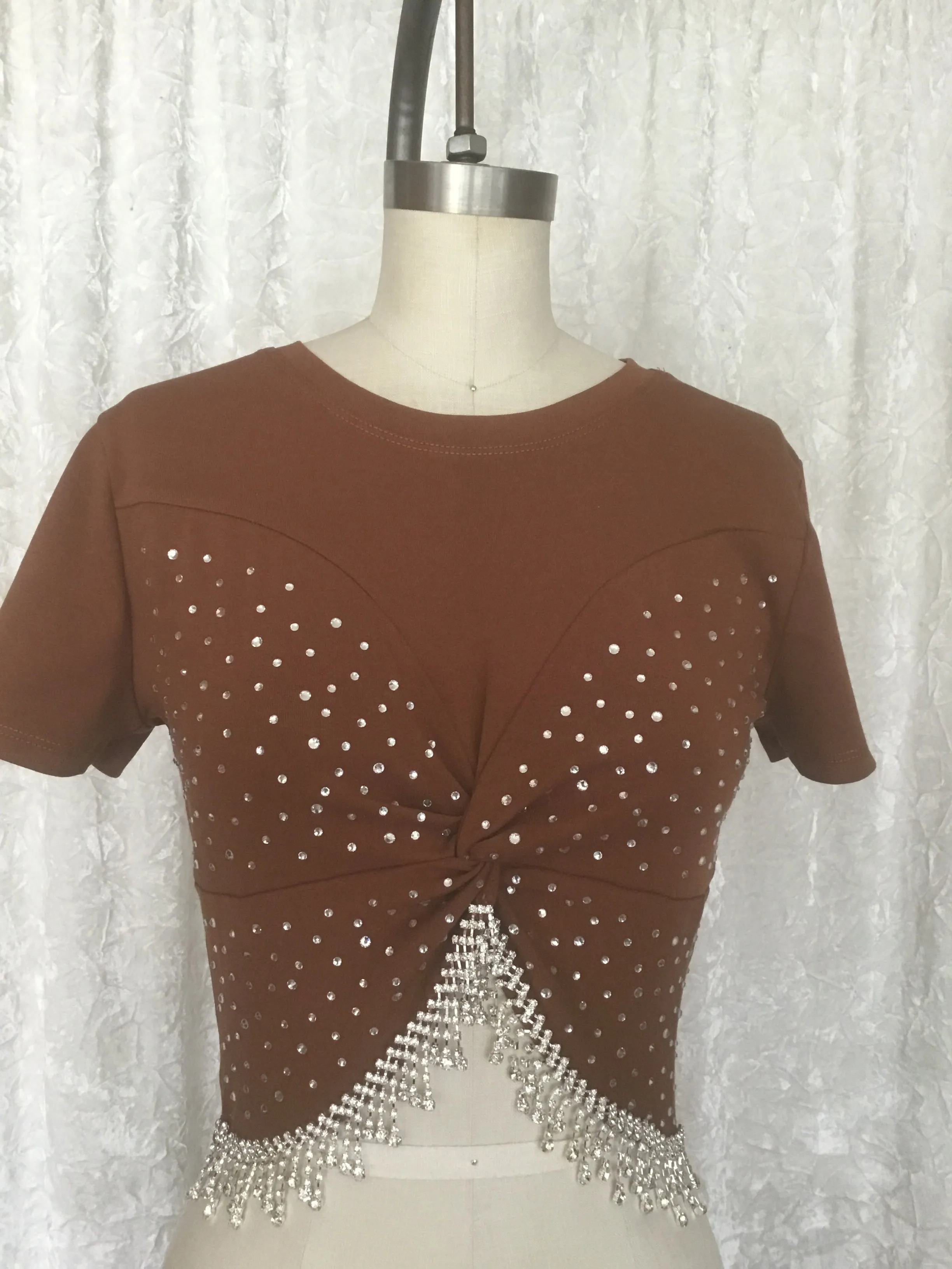 Rhinestones Fringe Top - Dixi
