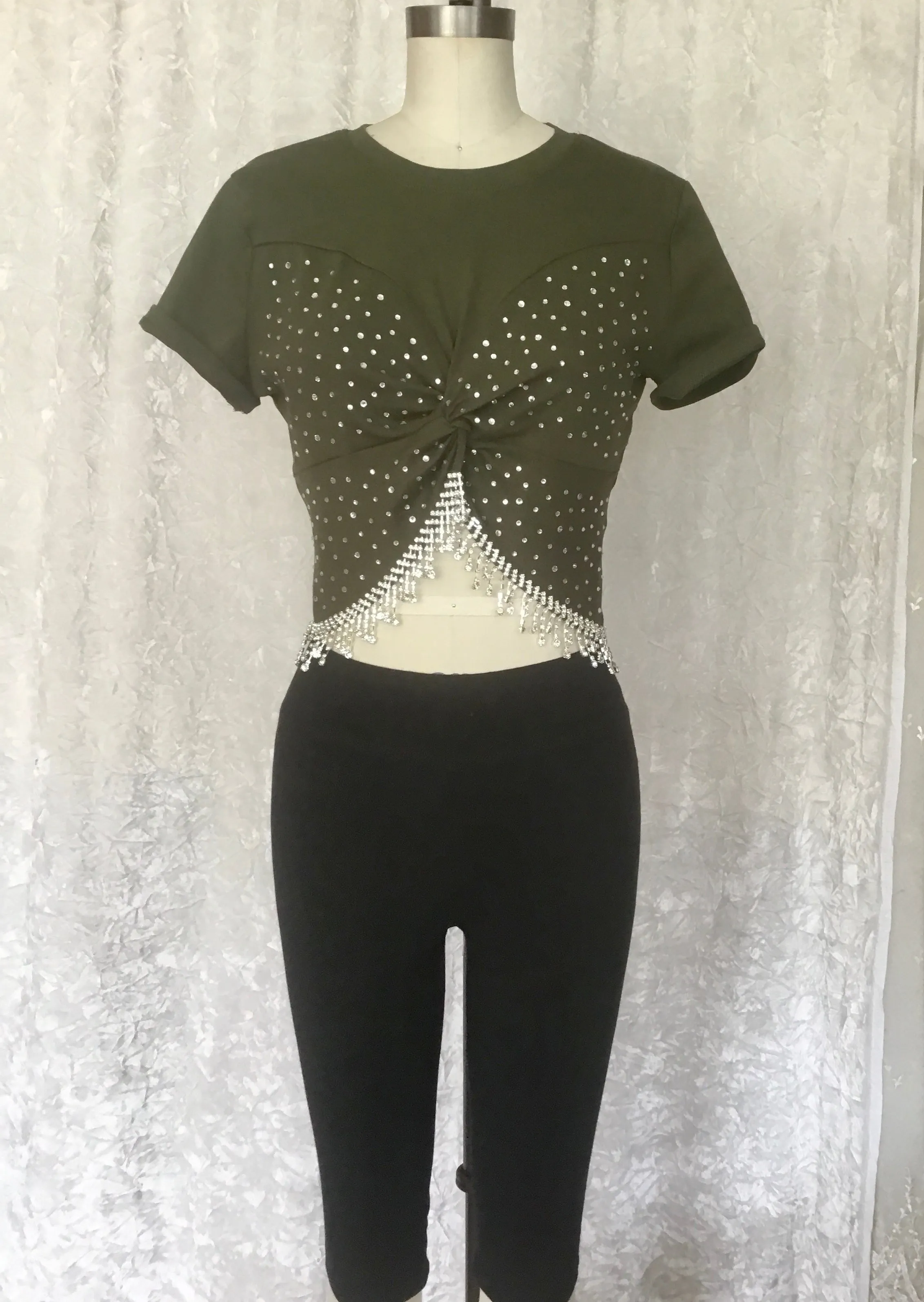 Rhinestones Fringe Top - Dixi