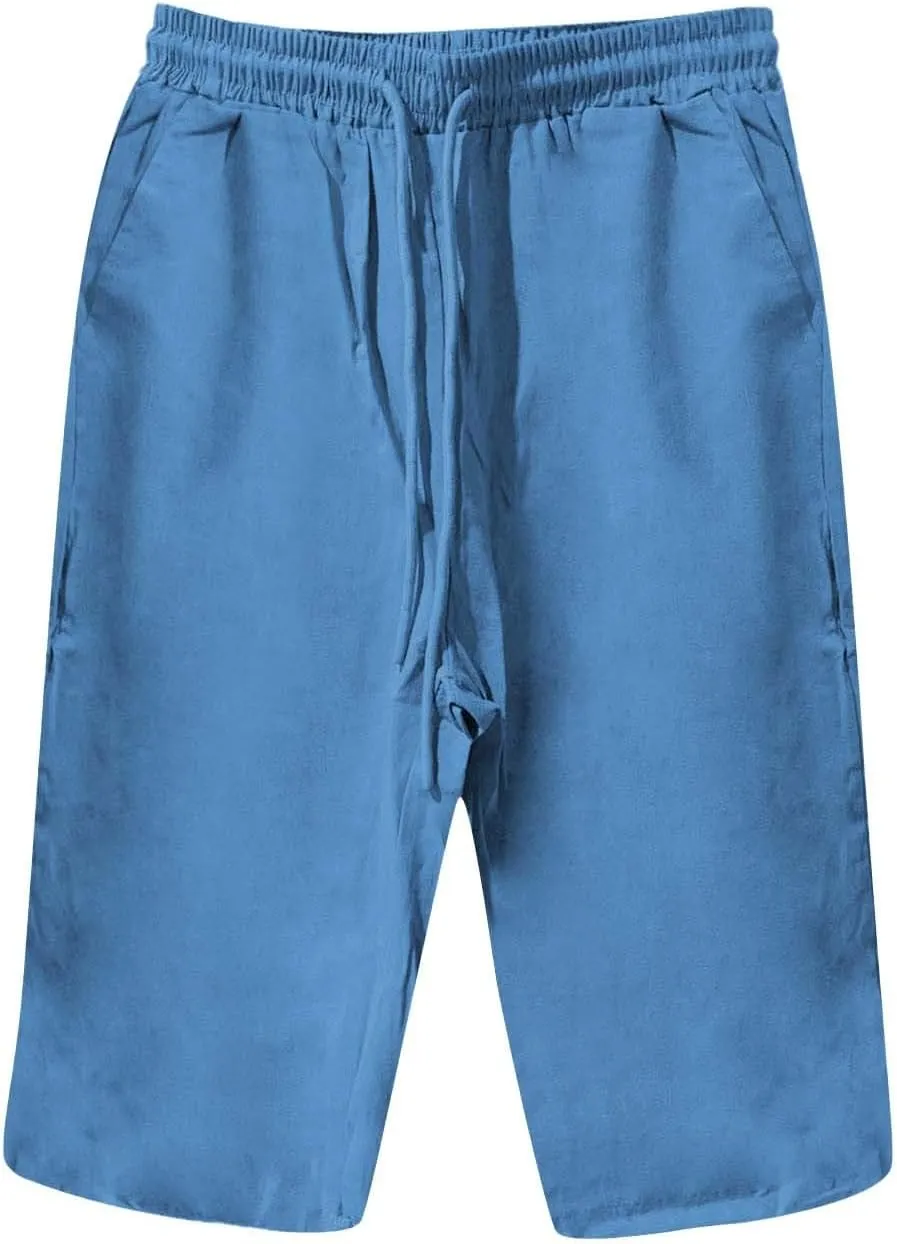 Summer Shorts for Women Elastic Waist Knee Length Bermuda Shorts Casual Loose Loose Comfy Capris Hiking Pants